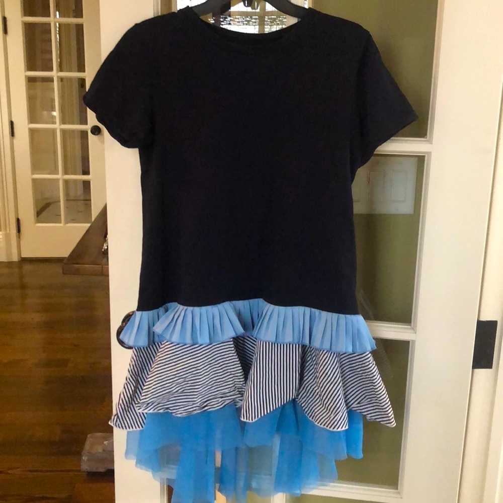 One of a kind tiered tulle casual dress in blues